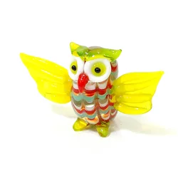 Cute Glass Owl Mini Figurine Japan Style Cartoon Animal Tiny Statue Handcraft Ornament Home Desk Fairy Garden Decor Accessories