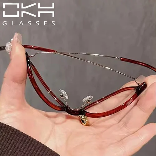 Imagen 2 del producto OKH, gafas ovaladas pequeñas y finas con montura para ordenador, gafas de lectura antiluz azul, gafas graduadas para miopía, hipermetropía