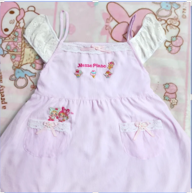 Japanese Sweet Adult Baby Patchwork Vest Y2k Cute Printed Top Bow Short Pink Sleeveless A-line Tank Tops T-shirts