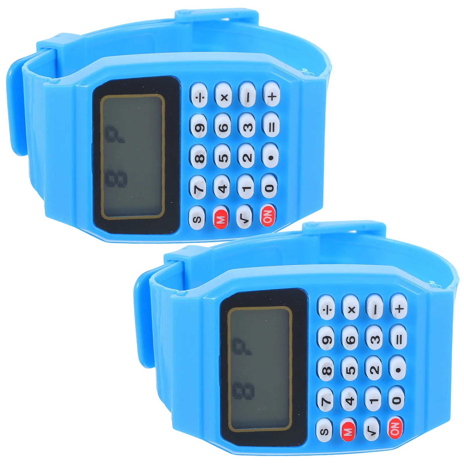 2Pcs Blue Calculator Watch for Children Creative Aid Wearable Math Device Comfortable Gift for Kids