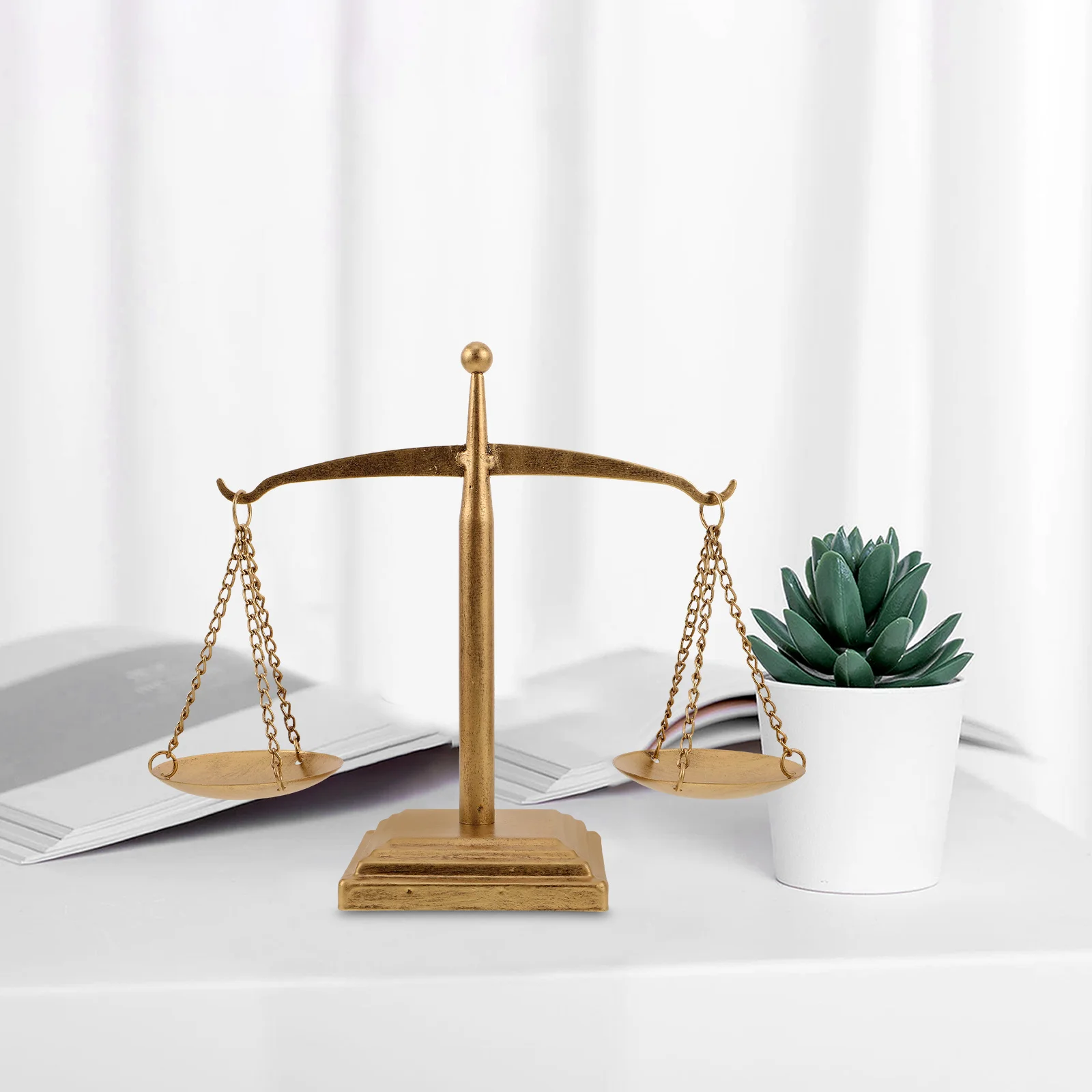 

Classic Vintage Balance Scale Sculpture in Metal for Law Office Desk Decor Home Furnishing Accent Inspirational Justice Symbol