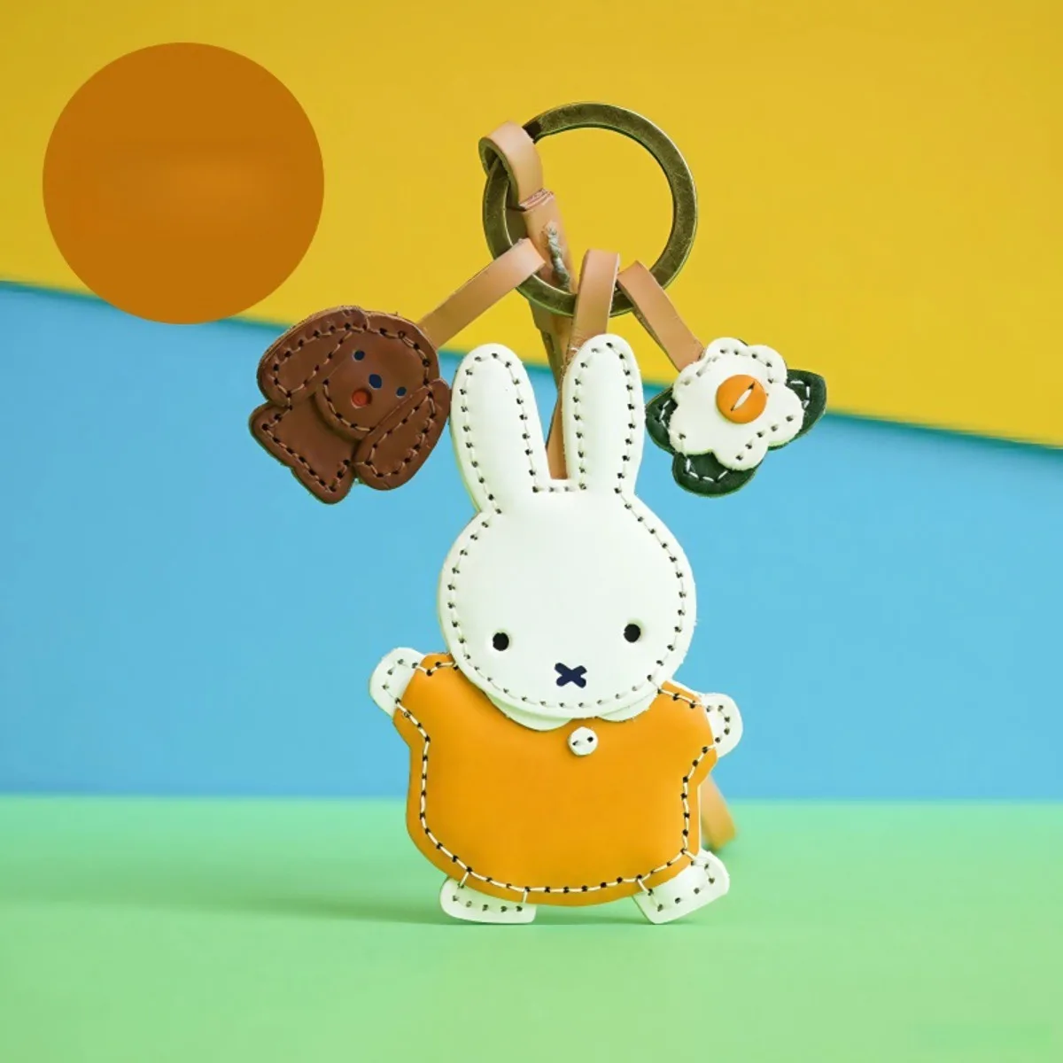 Kawaii Miffy Keychain Cute Cartoon Boris Bear Car Keychain Versatile Bag Hanger Leather Keychain Best Friend Gift view 2