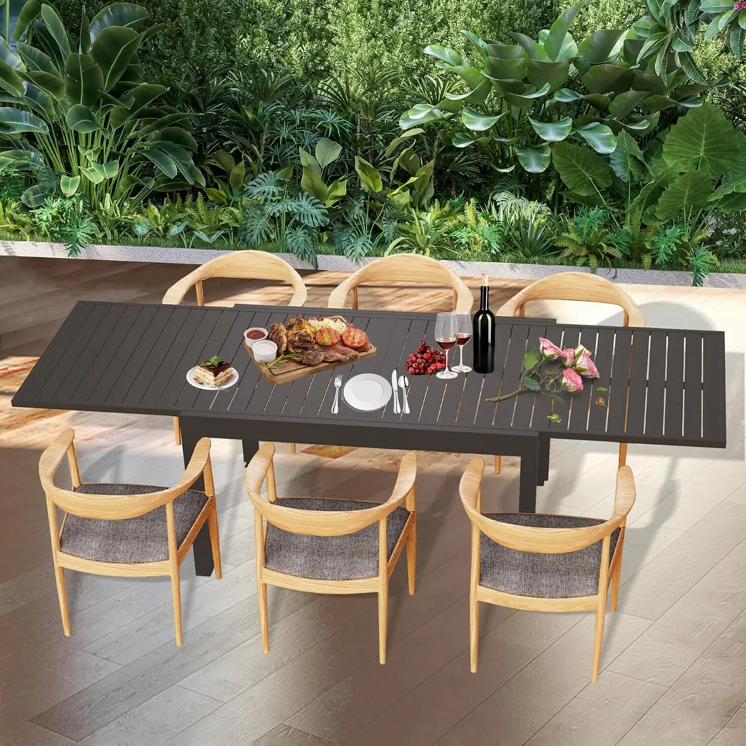 Domi Aluminum Patio Extendable Dining Table 35