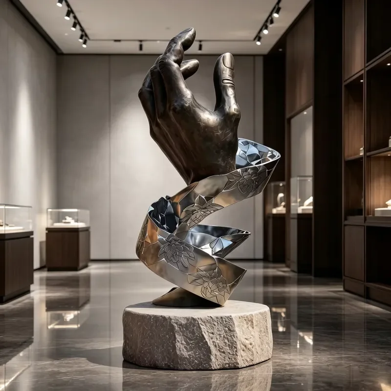 Jingyue Custom Modern Stainless Steel Polished Abstract Hand-Made Sculpture Art Figurine High-End Home Decor Business Gift