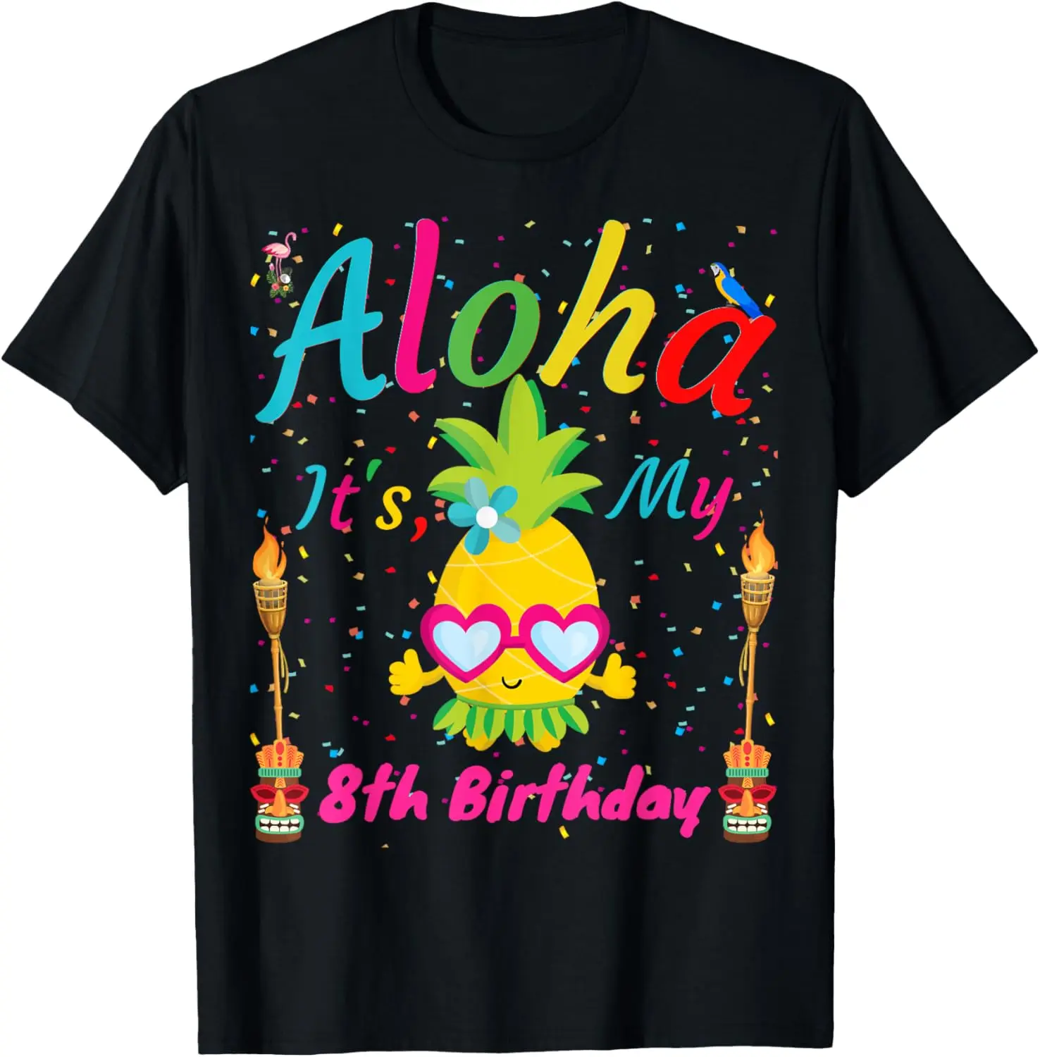 

Aloha It's My 8th Birthday Hawaii 8 Years Girl Luau Candles T-Shirt