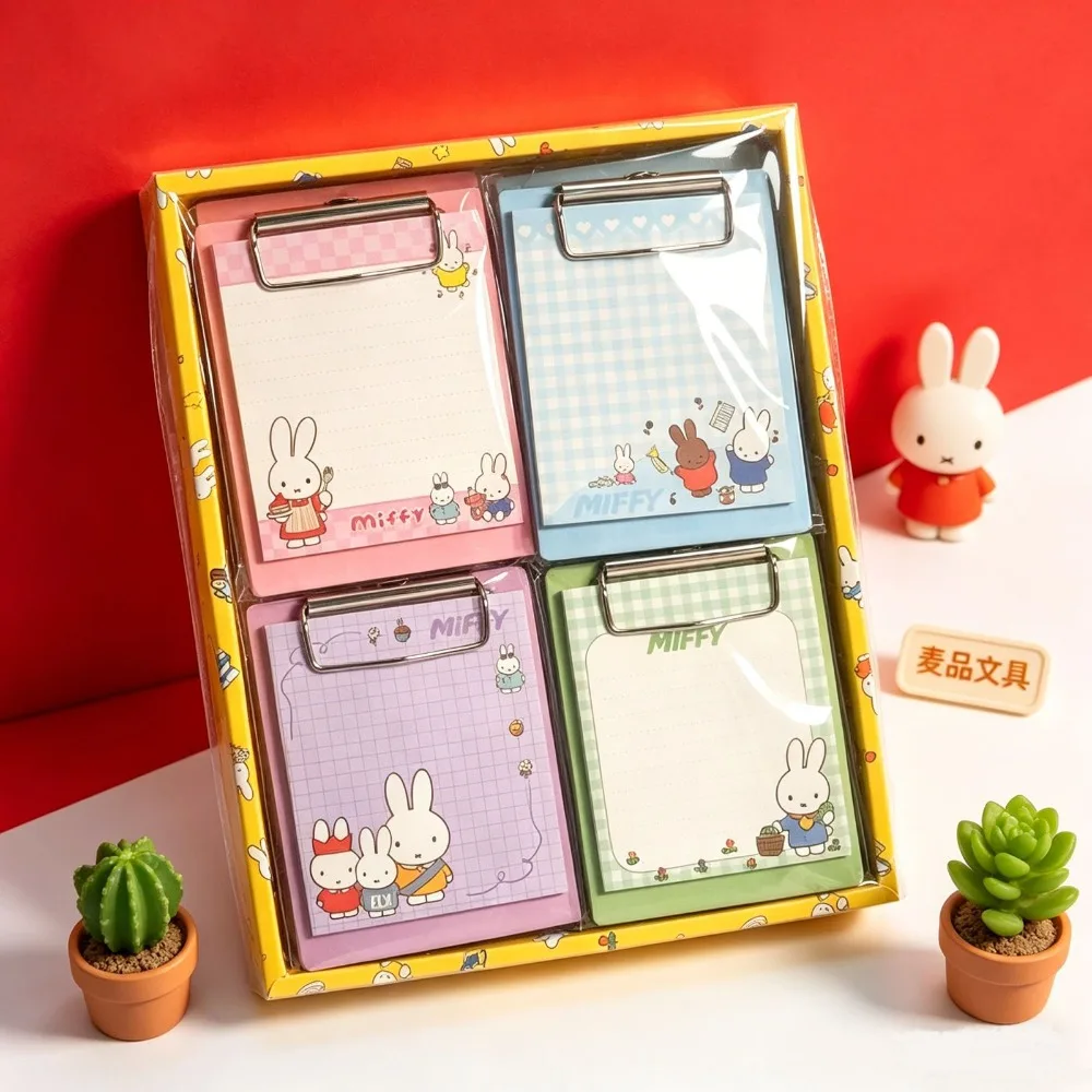 4PCS Miffy Kawaii Small Clamp Pad Notebook Cartoon Colored Pages Notebook Notes Student Office Notes Message Notes Cute Gift Toy - view 2