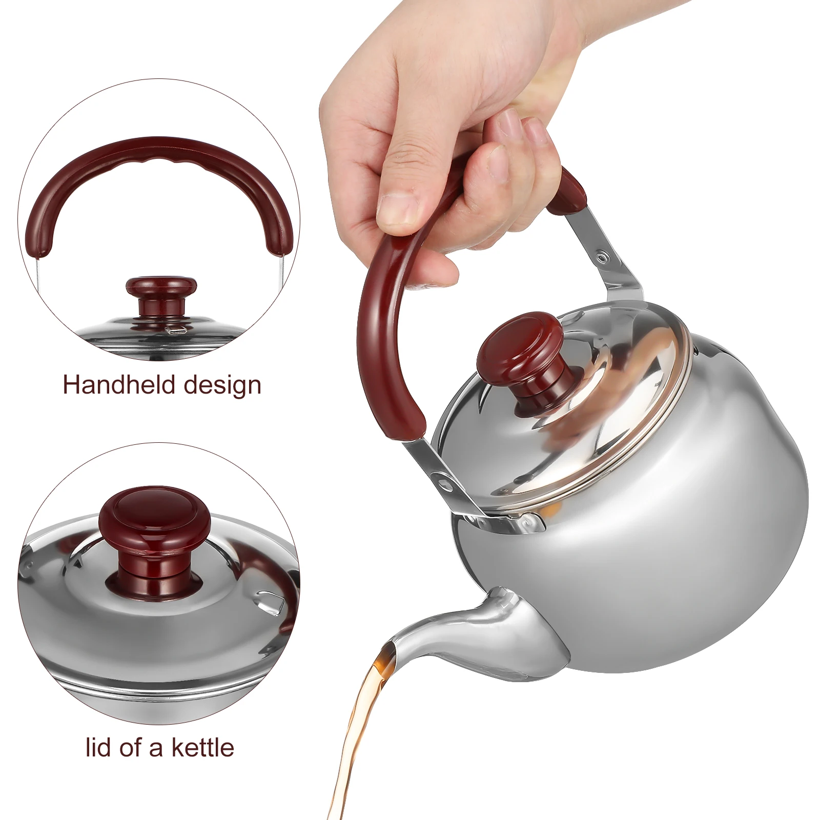 

1000Ml Stainless Steel Whistling Heat Resistant Household Kettle Anti-Hot Handle Portable Water Heating Kettle Steaming