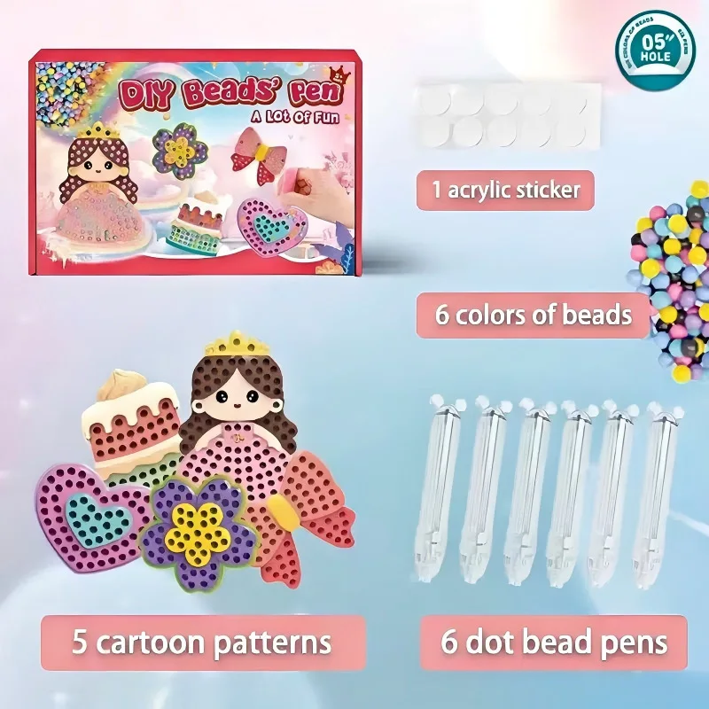 DIY Dot Painting Bead Set Multi Template Craft Kit With Bead Pen Creative Educational Toy Birthday Holiday Party Gift For Girls