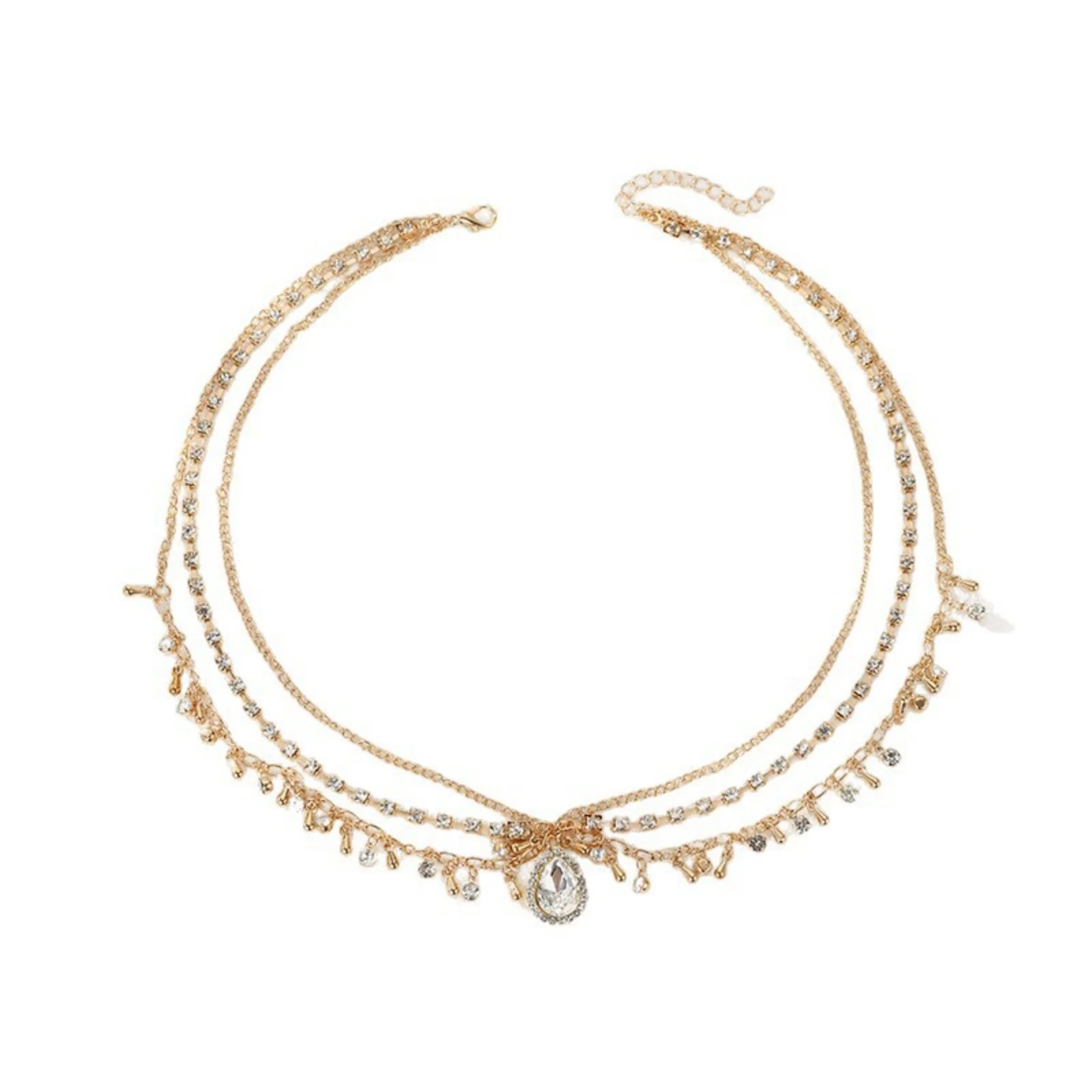 1 Stück Bohemian-Stirndekoration mit Strass, goldene Quasten-Haarkette, Braut-Stirnband, Hochzeits-Haaraccessoires für Frauen – Detail 5