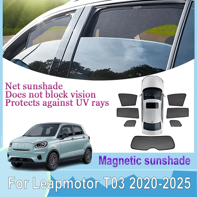Car Side Sunshades For Leapmotor T03 Accessories 2020-2025 Body Kit Magnetic Sunshade Visors Window Covers Parts Car Accessories