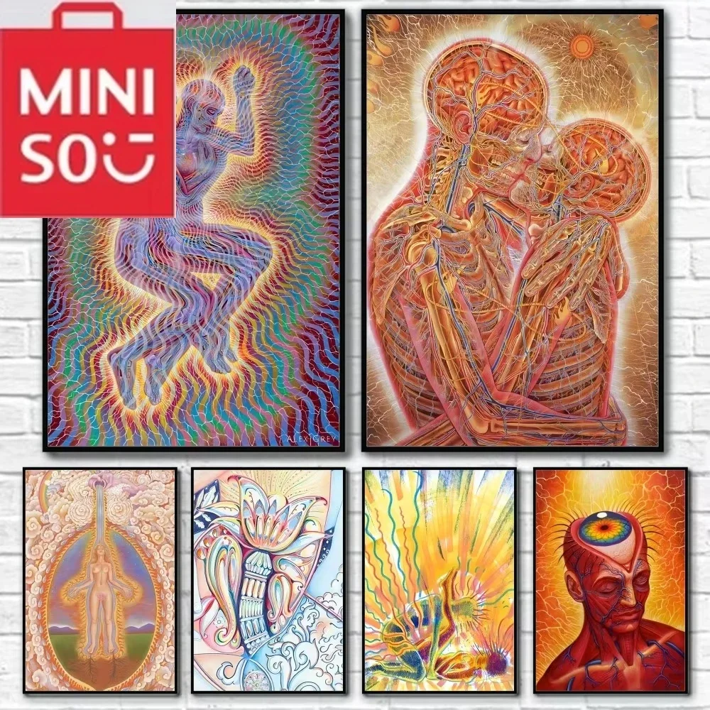 

MINISO Яркий Алекс Серый психоделический абстрактный постер, алмазная живопись, настенное искусство, ручная работа, сделай сам, дом, гостиная, украшение бара