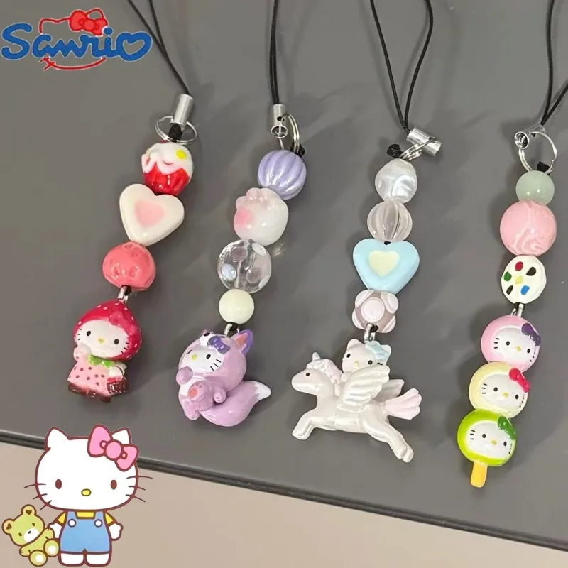 

Kawaii Hello Kitty Series Keychain Cos Dress Up Rabbit Angel Strawberry Cartoon Phone Chains CCD Camera Pendant Bags Decoration