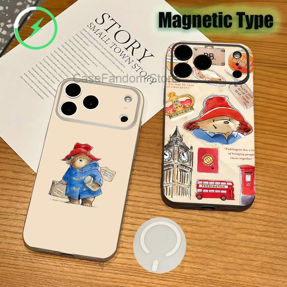 

P-PaddingtonS Bear For iPhone 17,16,15,14,13,12,11,Pro,Max,Plus Transparent White Phone Case Magnetic Wireless Charging