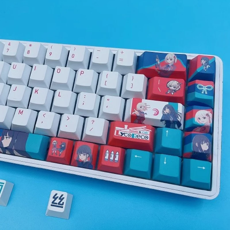 

Lycoris Anime Theme Keycaps Original Height PBT Five-sided Thermal Sublimation Keycaps Suitable for Mechanical Keyboards Gift