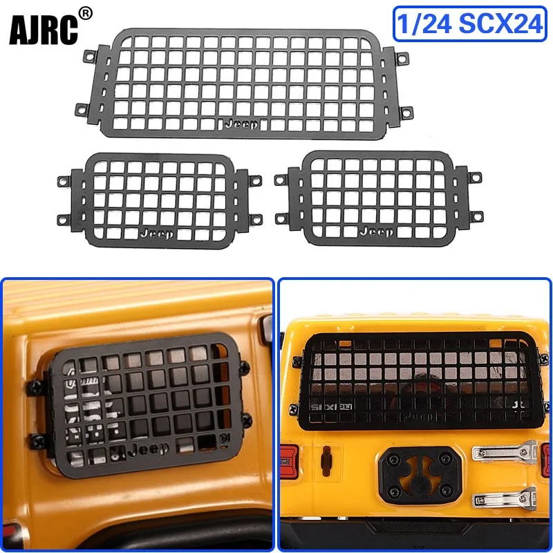 Axial Scx24 Wrangler ventana de coche de Metal malla ventana lateral + malla de ventana trasera para piezas de coche 1/24 Scx24 Rc