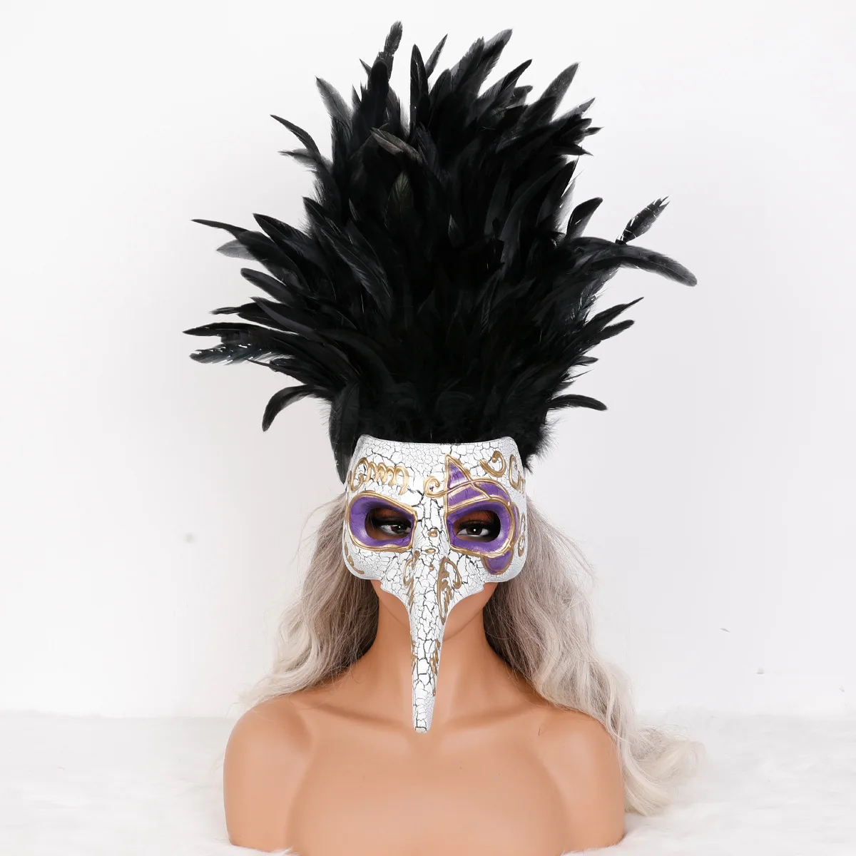 Karneval High-End Venezianische Maske Lange Nase Bemalte Feder Masken Party Leistung Maskerade Requisiten Ostern Zubehör