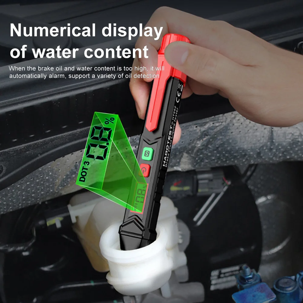 Brake Fluid Tester Auto Car Brake Liquid Digital Tester for DOT3/DOT4/DOT5.1 Accurate Oil Quality Check Pen Sound Light Alarm