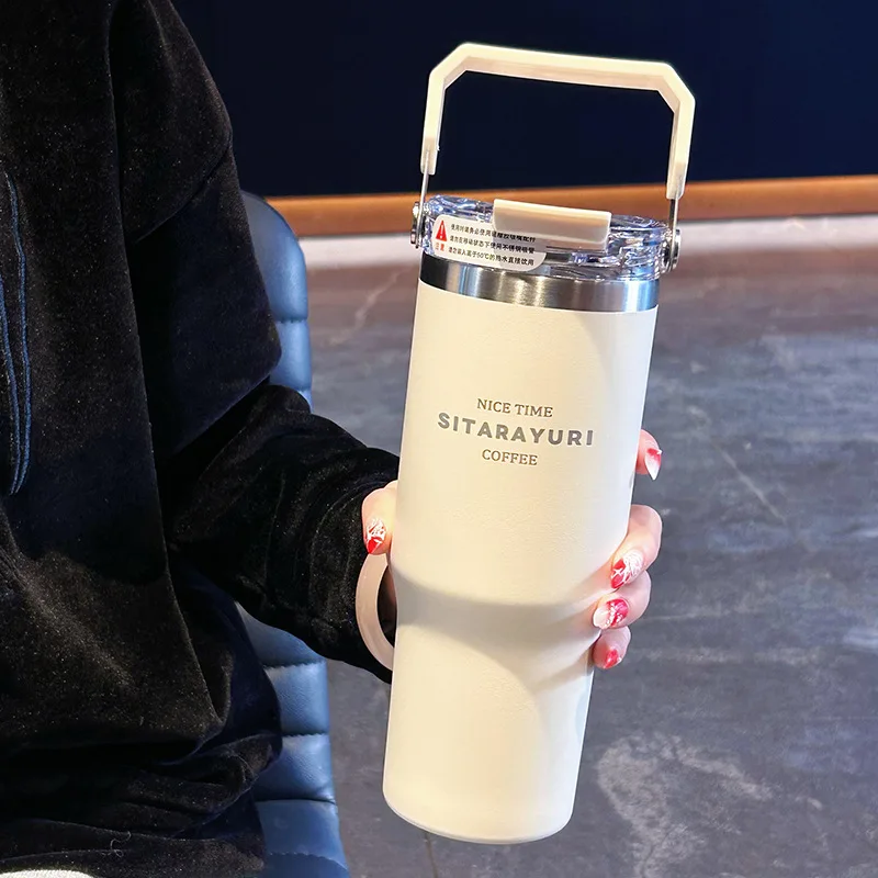 Big Mac Mug 900ml Cups with Large Capacity Handle Can Be Connected To Hot Water Home Thick Straw Cups