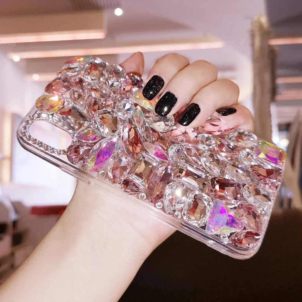 Luxury Rhinestone Phone Case with Clear Soft Edge, for Samsung Galaxy S23, S24 Plus, S21 FE, S22 24Ultra, Note 20