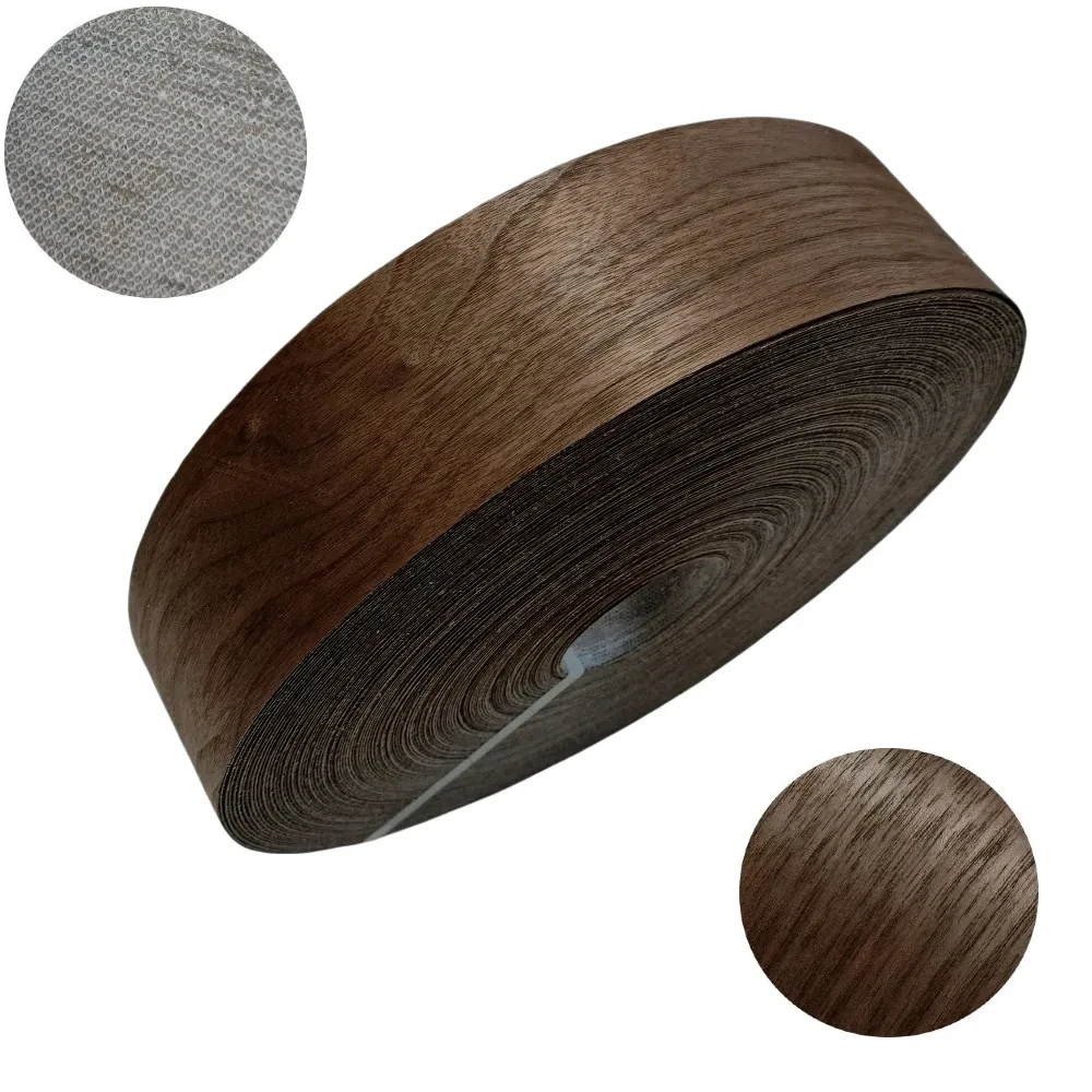 3 Inch Black Walnut Wood Veneer Edge Banding, Pre-glued Plywood EdgeBanding Tape Iron on Hot Melt Adhesive Edging For Door Jamb