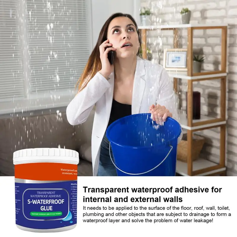 Transparent Waterproof Coating 300g Toilet Waterproof Paint Invisible Adhesive Glue For Strong Leakage Prevention Brush Included