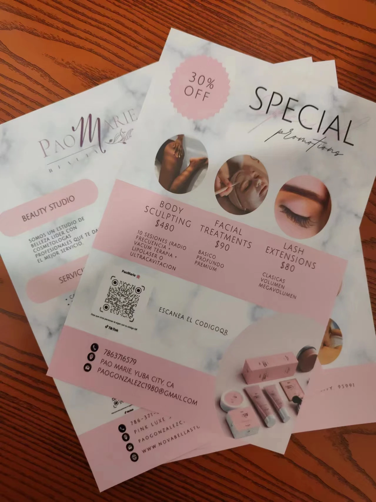 100/200/500pcs Customized A6 promotional flyers, printed beauty and hairdressing restaurant flyers