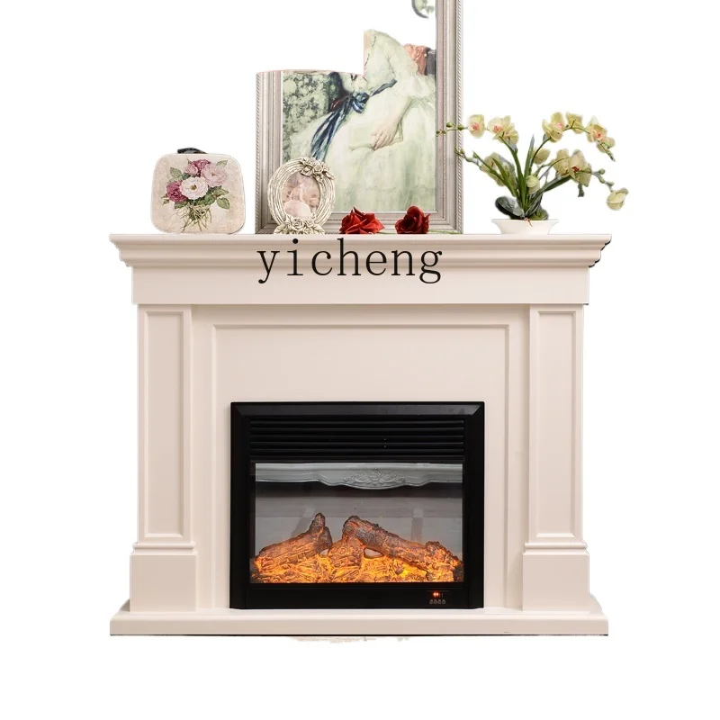 

ZK European-Style Solid Wood Electric Fireplace Curio Cabinet American Living Room Simulation Flame Heating Stove