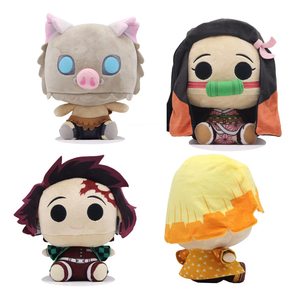New Original 20cm Demon Slayer Cartoon Plush Toys Ghost Slayer Tanjirou Kamado Nezuko Kochou Figure Stuffed Plush Doll Child Gif
