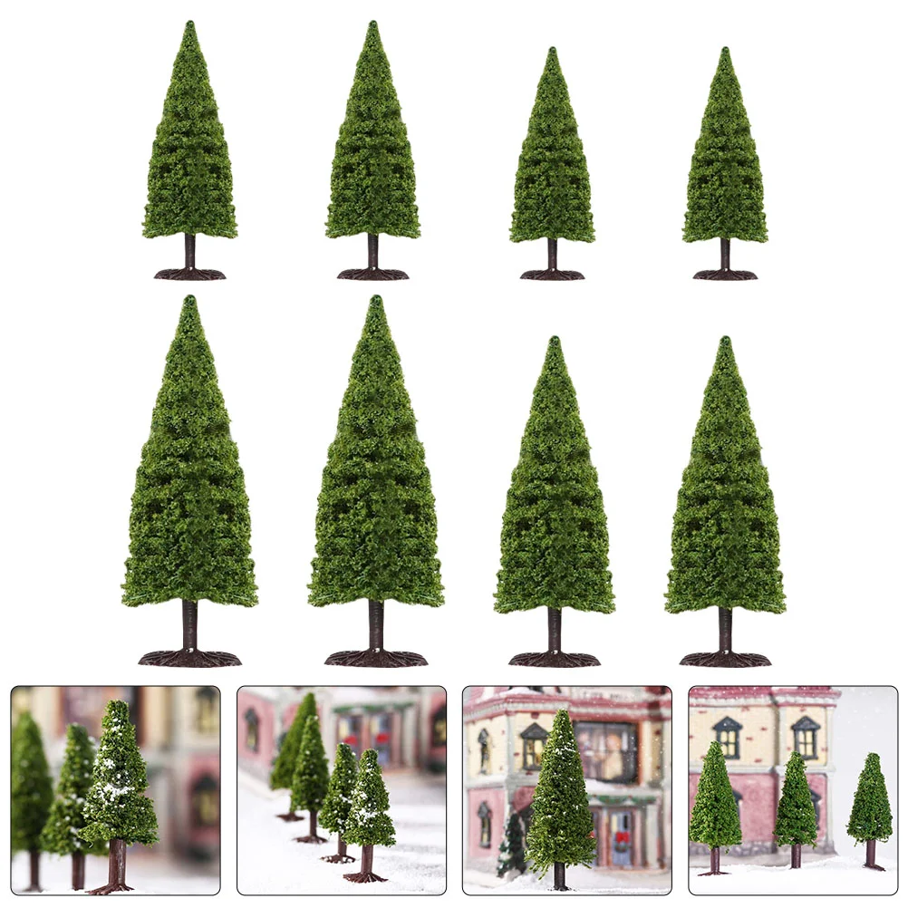 8pcs Mini Landscape Tree Models Pine Models for DIY Crafts Building Model