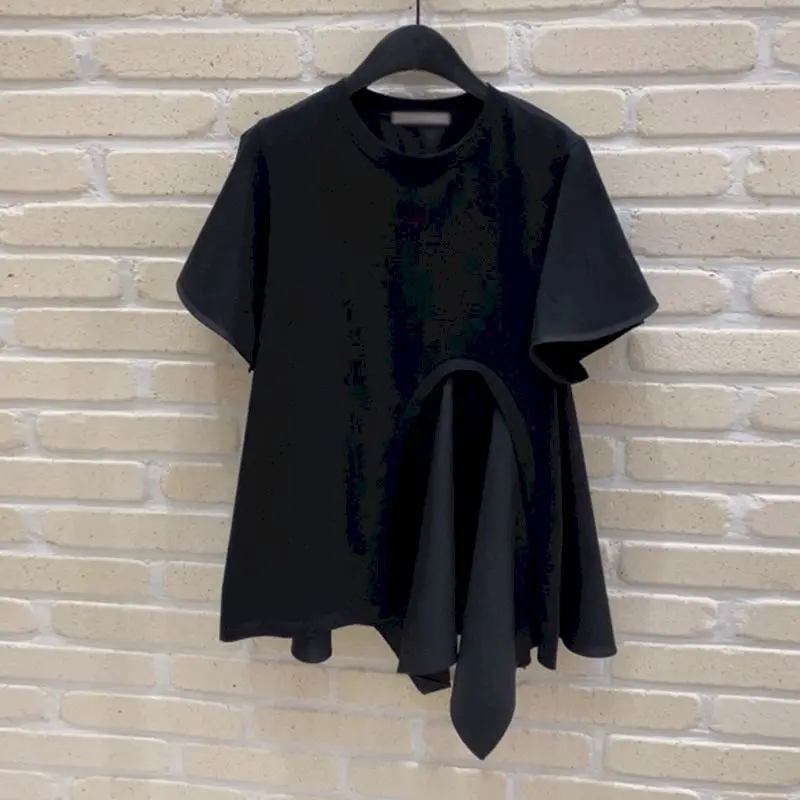 

Oversized T-shirts Women Fashion Irregular Design T Shirt Casual Loose Short Sleeve Tops Summer Trend Thin Tshirt Korean Y2k Top