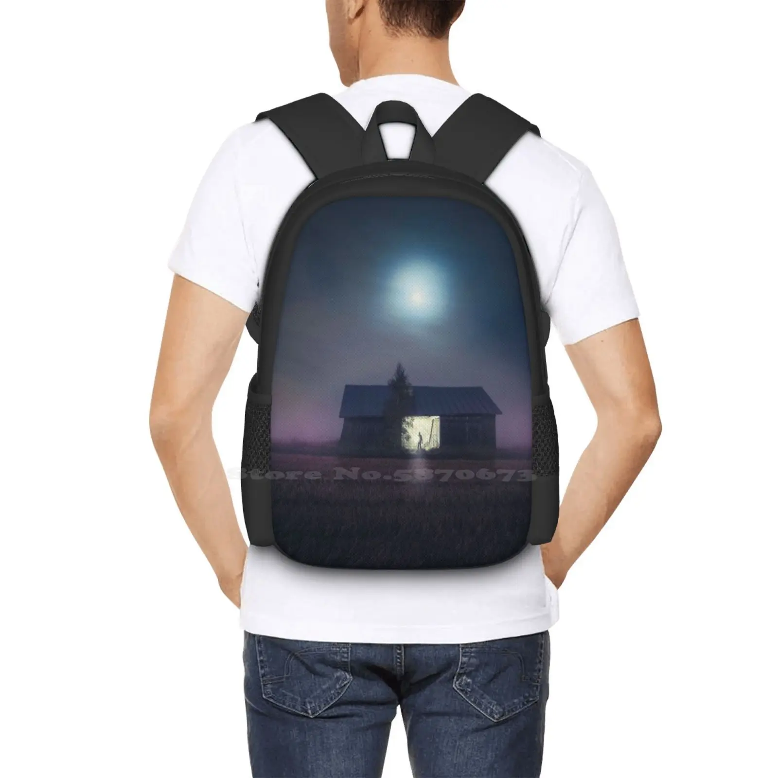 Does A Full Moon Really Change Human Behavior ? 3D Print Design Backpack Student Bag Night Stars Barn Moon Mood Mystical