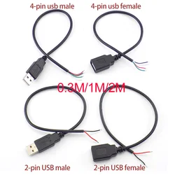 0.3m/1m/2m 5V USB Power Supply Cable 2 Pin USB 2.0 A Female male 4 pin wire Jack Charger charging Cord Extension Connector J17