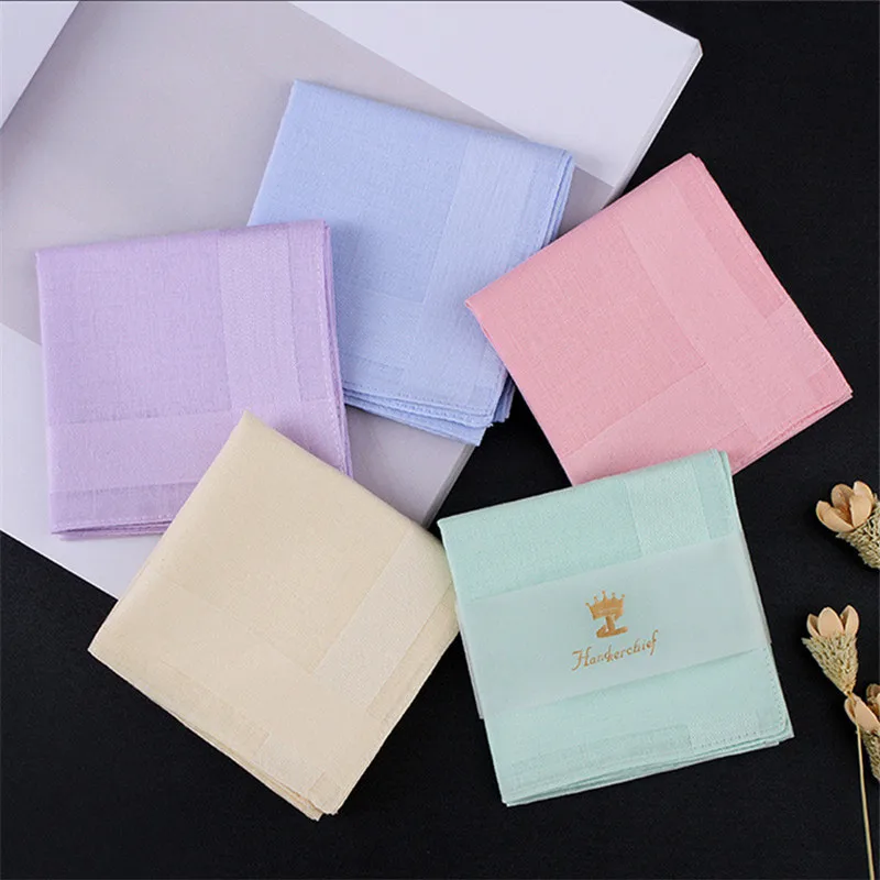 3Pcs 40x40cm Square Solid Color Handkerchiefs Classic Vintage Cotton Towel Wedding Xmas Party Gift