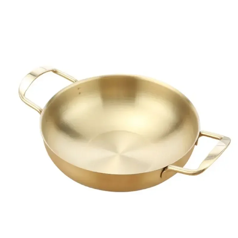 Stainless Steel Single Small Thickened Household Double Ear Korean Noodle 18cm Cooking Pot Hot Pot Multi- Seafood Pot