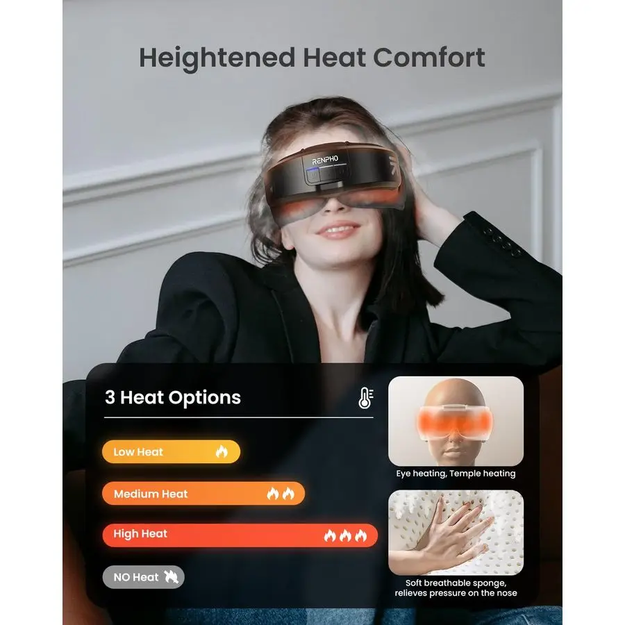 Eyeris Shift, Eye Massager with Heat Eye Massager amp Sleep Mask for Migraine, Birthday Gifts for Women Men Mom Dad, Face Head T