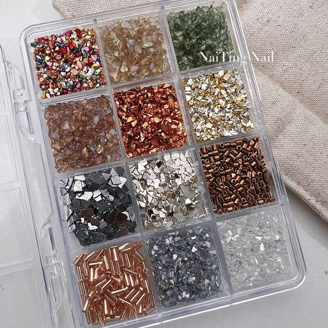 1Box  Shell Flakes Abalone Nail Art Rhinestones Aurora Nails Charms 3D Slice Shell Stone Sequins Nail Art Decoration Manicure view 3