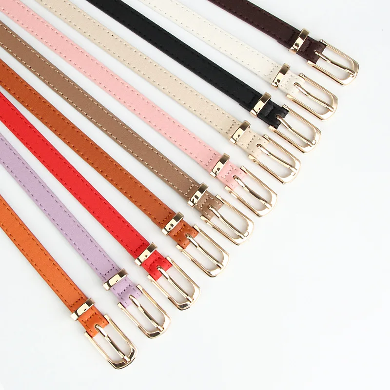 1spc Korean Version Multi-Color Alloy Needle Buckle Thin Belt, Women's Fashionable Versatile Decorative Dress, Sweater, PU Small
