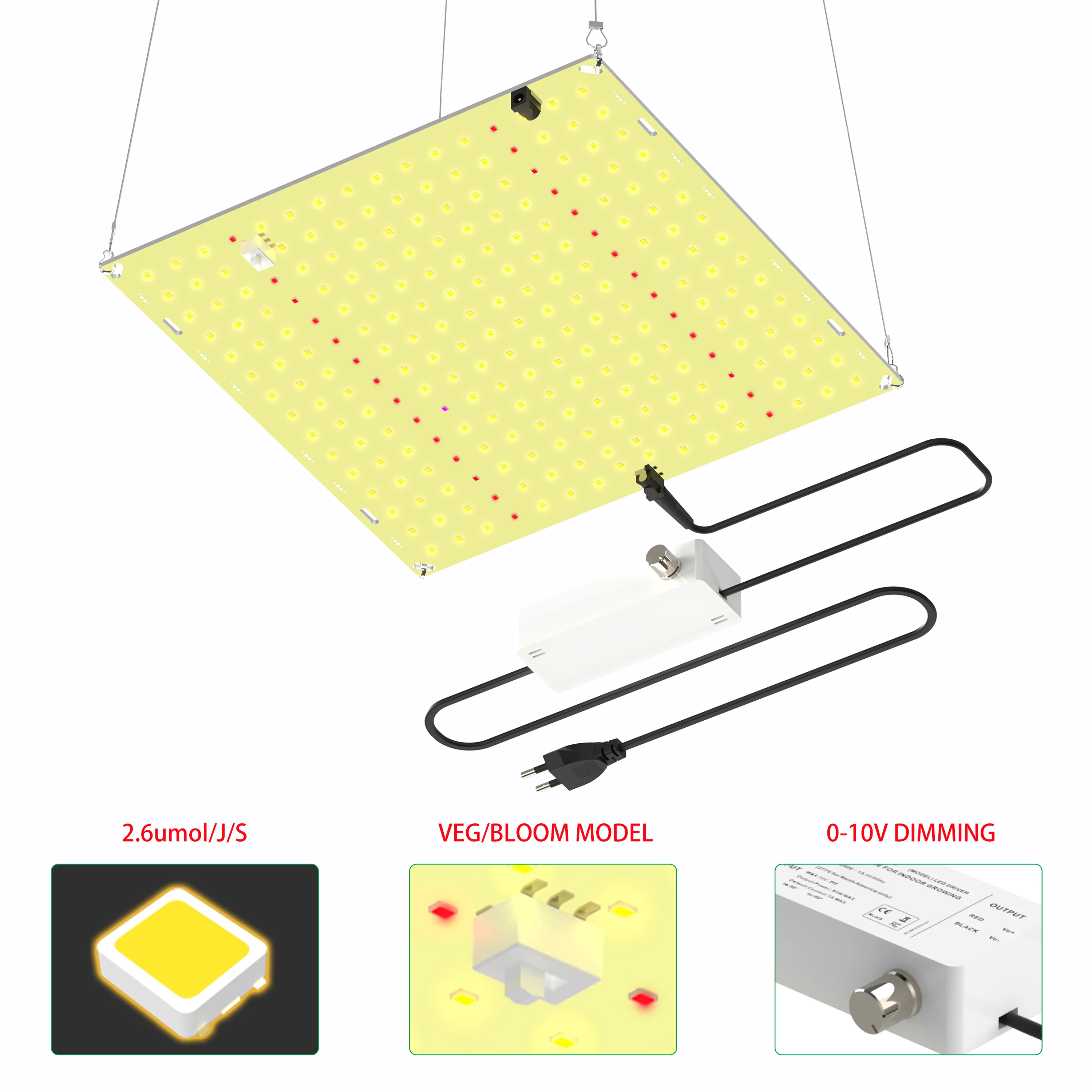 Luz LED de cultivo 850W SM LM281b + diodos, luz de cultivo silenciosa sin ventilador de espectro completo, alta PPFD para cobertura de 5x5 pies,