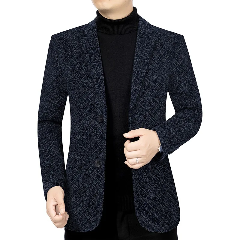 New Winter Men Fleece Blazers Jackets Wool Blends Suits Coats Business Casual Blazers Quality Man Thicker Warm Jackets Size 4XL