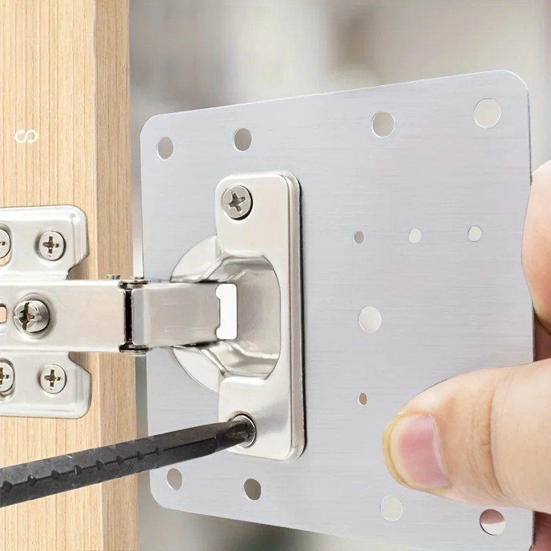 1/4pcs Hinge Repair Fixed Plate, Stainless Steel Cabinet Hinge, Kitchen Cabinet Door Storage Cabinet Door Hinge Repair