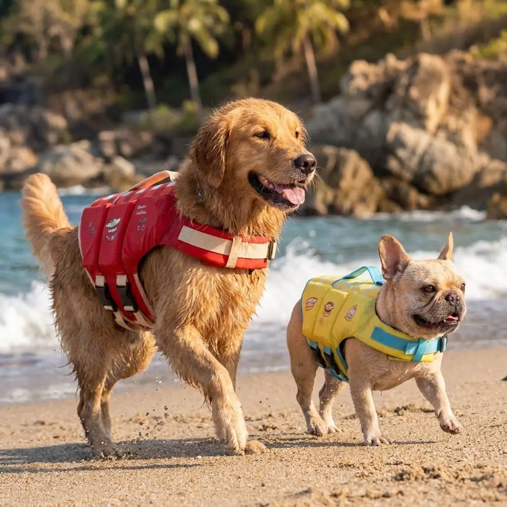 Waterproof Dog Life Jacket Adjustable High Buoyancy Dog Swimming Suit Thick Sponge Pad Breathable Pet Life Vest Spring Summer view 5