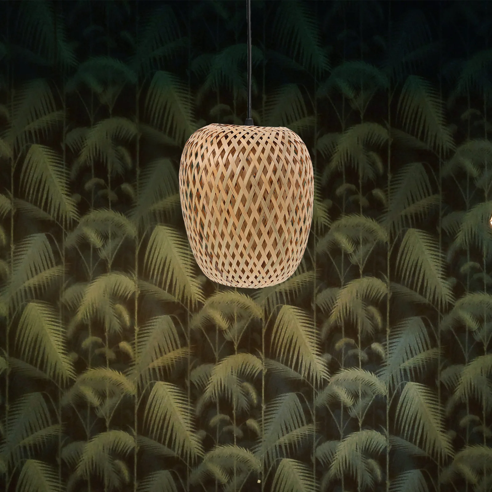 

Деревенский тканый бамбуковый абажур для домашнего декора, безопасный нежный подвесной светильник, винтажный современный стиль, тканый бамбуковый абажур