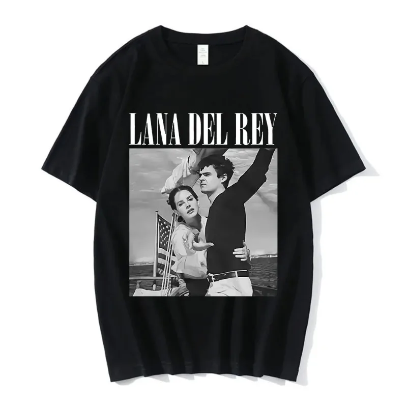 Camiseta extragrande estampada feminina Lana Del Rey LDR, streetwear de manga curta, camiseta casual com gola redonda, moda