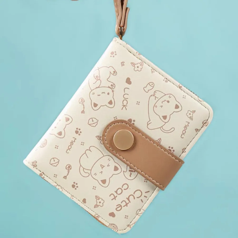 Portefeuille imperméable en Pu pour filles, chat mignon, Portable, court, sac d'argent pour étudiant, plusieurs fentes pour cartes, couleurs acidulées, portefeuilles à fermeture éclair pour étudiants