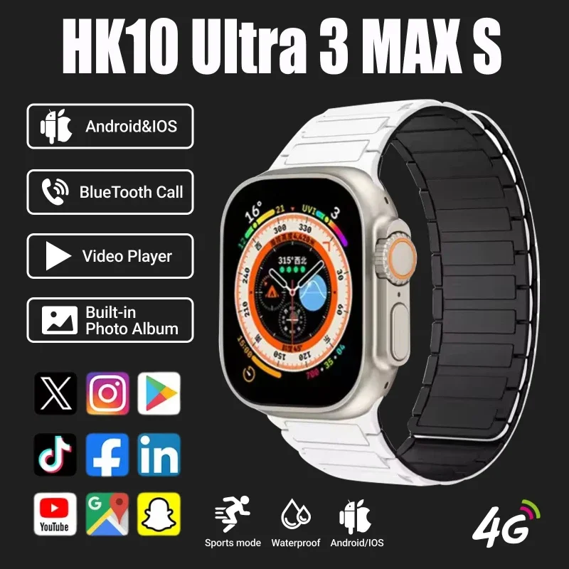 

HK10 Ultra 3 MAX 2025 Смарт-часы 4 ГБ Память AI ROBOT Net Share AMOLED NFC Компас GPS-трекер Телефон iOS Android