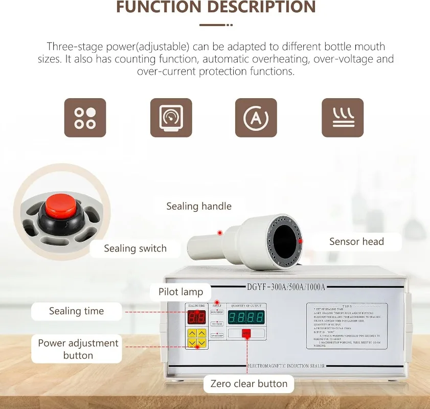 

Индукционный упаковщик крышек бутылок 10-50 мм, ручная машина для термосварки с функцией подсчета для пластиковых стеклянных бутылок плоских