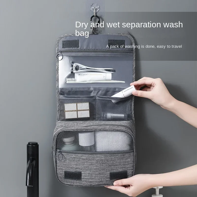 

New cationic hook washing bag hanging scrub dry-wet separation storage bag cosmetic bag travel cosmetic