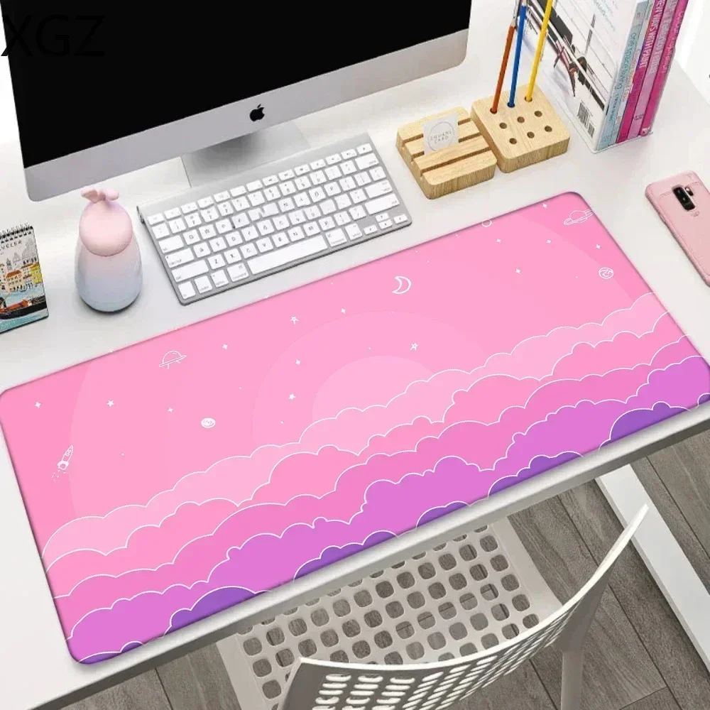 Large Size 40x90cm Pink MousePads Cute Pastel Clouds Deskmats Xs Kawaii Purple Rugs Mice Table Pad Extended Gaming Keyboard Mats