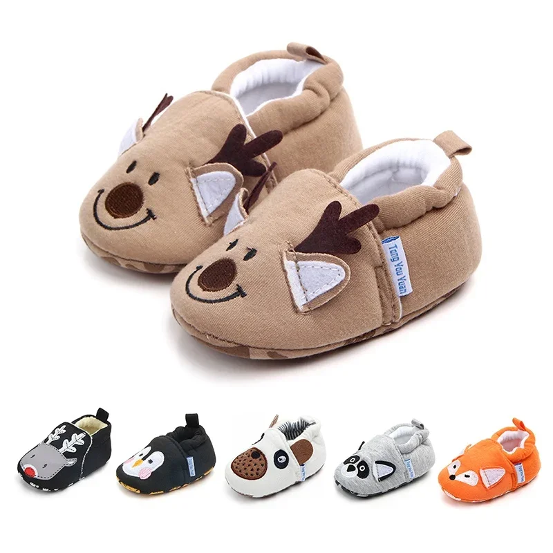 

Winter IInfant Baby Boy Girl Elk Bear Cartoon Soft Bottom Shoes Kids Prewalker Sneakers Shoes First Walkers