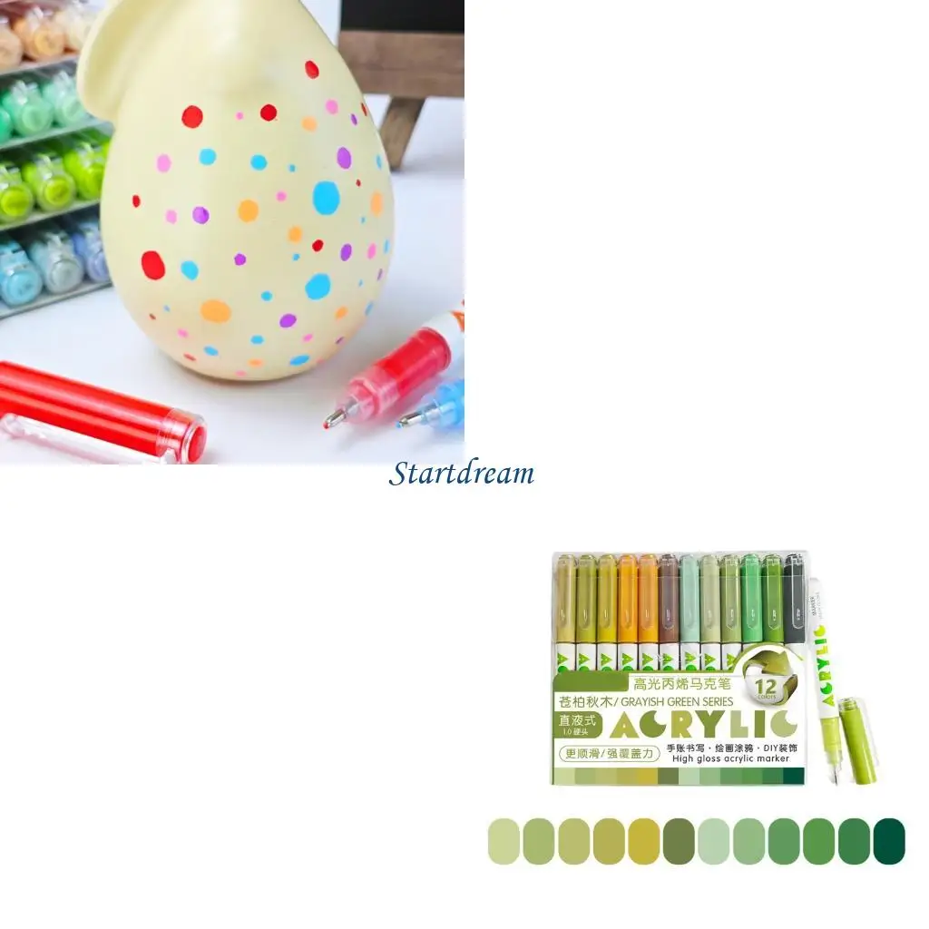 

12Piece Set Glowing Acrylic Liquid Markers Pen Smooth for Artists and Designers K92C